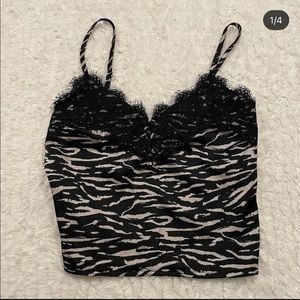 Y2K zebra print lace slip tank